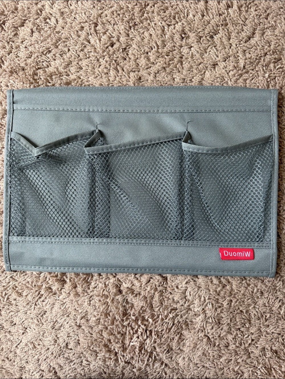 Gray Mesh 3-Pocket Organizer for side bed storage